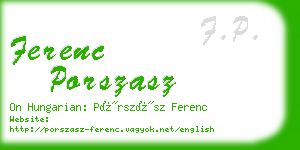 ferenc porszasz business card